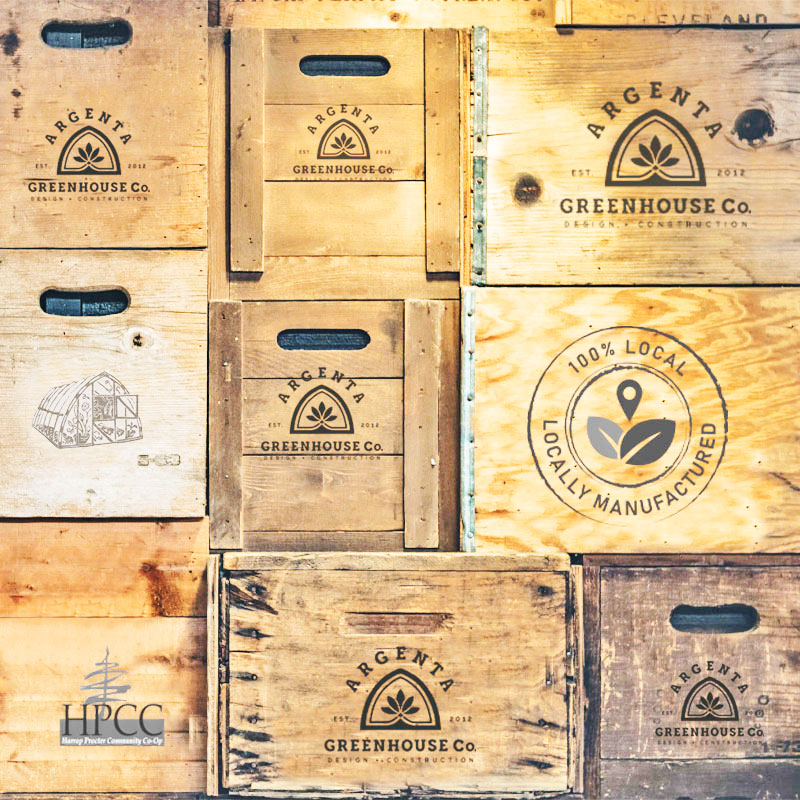 Image with crates and boxes for delivering Argenta Greenhouses